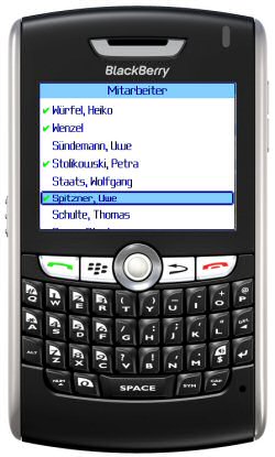 picture 1:Mobile Zeiterfassung für das Blackberry (von: ECHTZEIT ZEITMANAGEMENT)